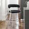 Armen Living Saturn 26" Counter Height Swivel Black Faux Leather and Brushed Stainless Steel Bar Stool LCSNBABSBL26 - alternate 3
